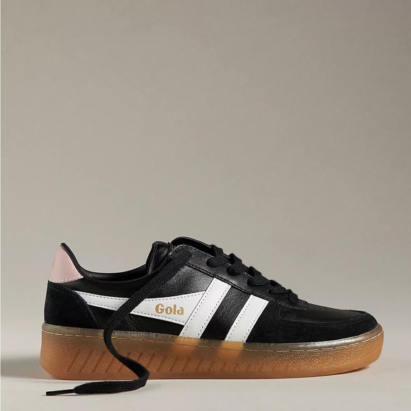 Gola Grandslam Elite Black and White Sneakers with Gum Sole - Picture 1 of 9